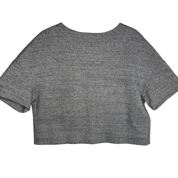 Elizabeth & James Gray Oversized Cropped Sweater Red Embroidery Cotton Blend SzM - Picture 6 of 8